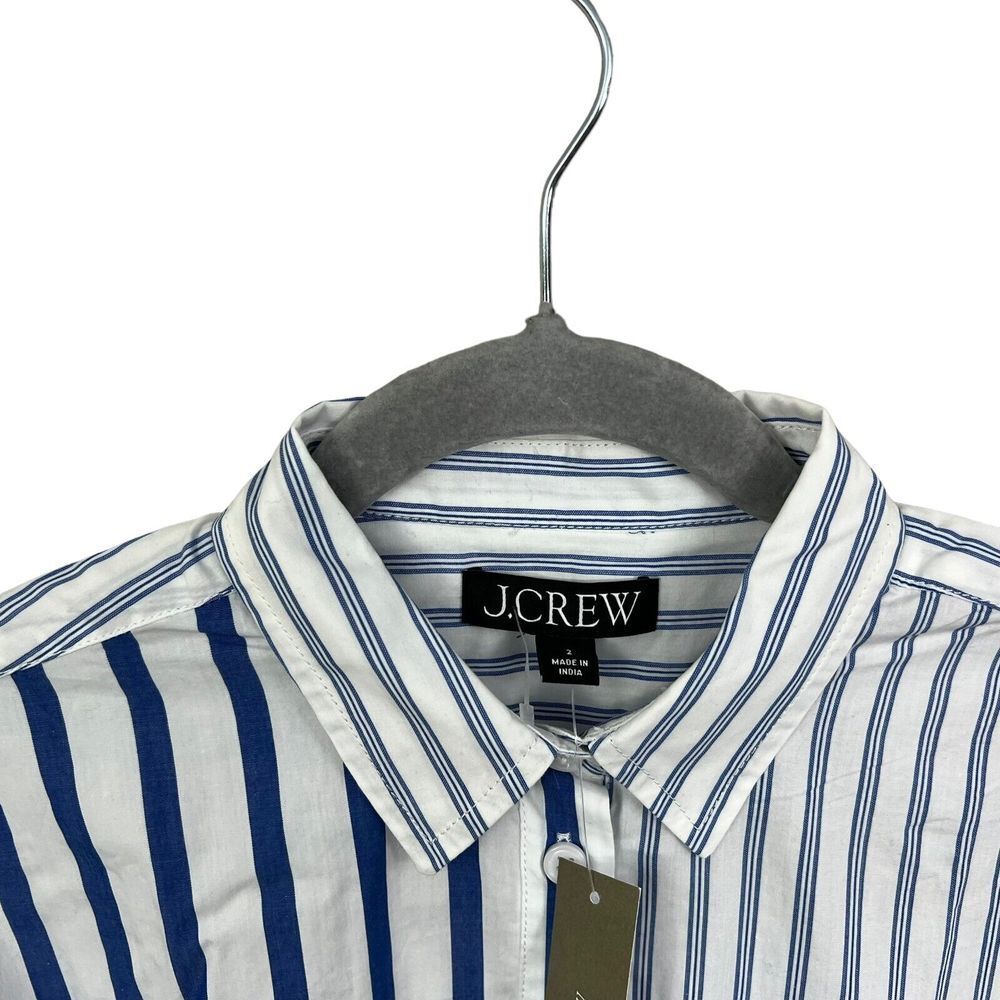 J. Crew Womens Button Up Shirt Stripe Poplin Garcon Cocktail Blue White Size 2* - Picture 3 of 5